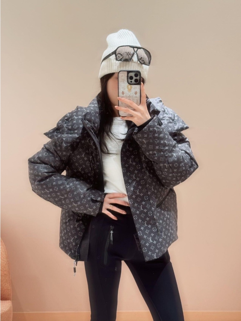 Louis Vuitton Monogram Pixel Detachable Hood Puffer Jacket in Charcoal Grey