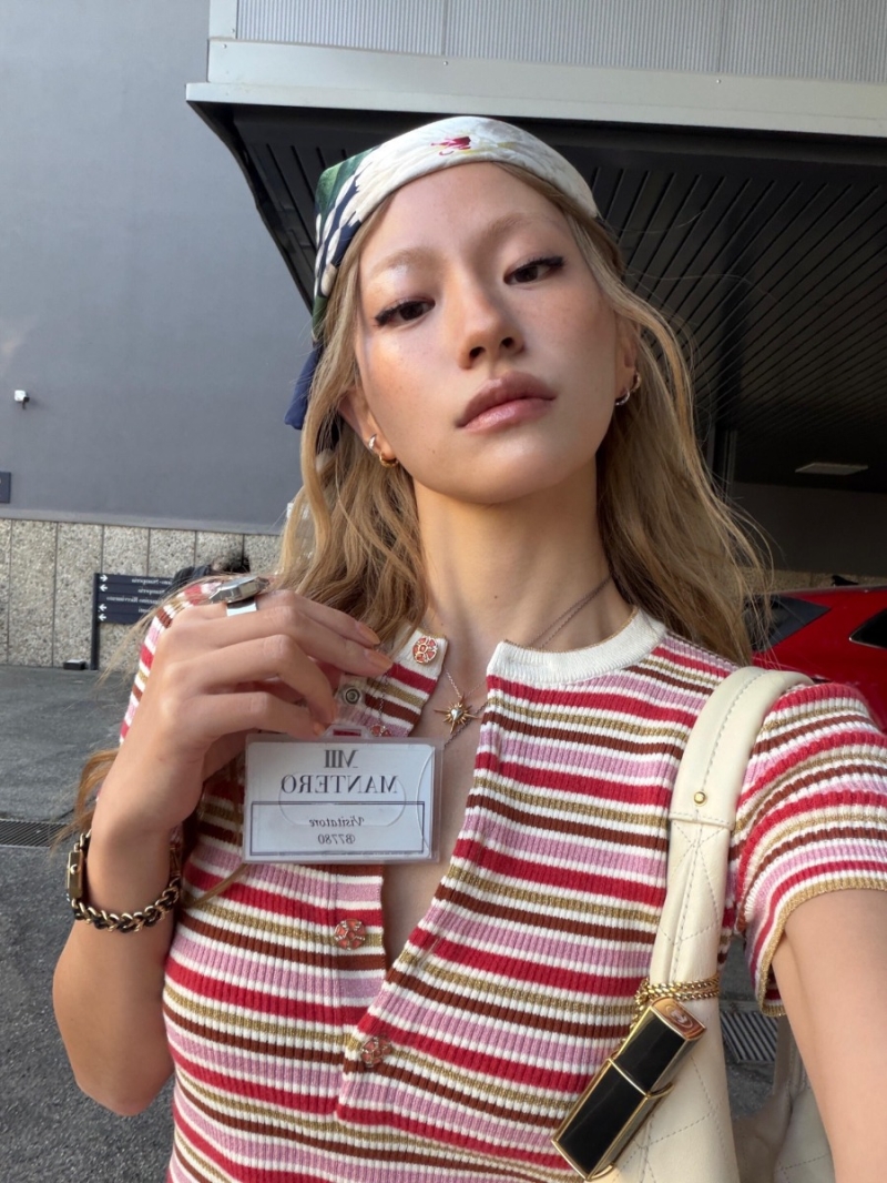 Chanel 26C Exquisite Striped Knit Top | Couture-Inspired, Short Sleeve