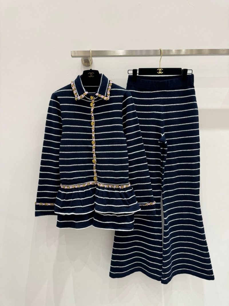 Chanel Exquisite Hand-Beaded Striped Cardigan Jacket | Navy Knit Luxury