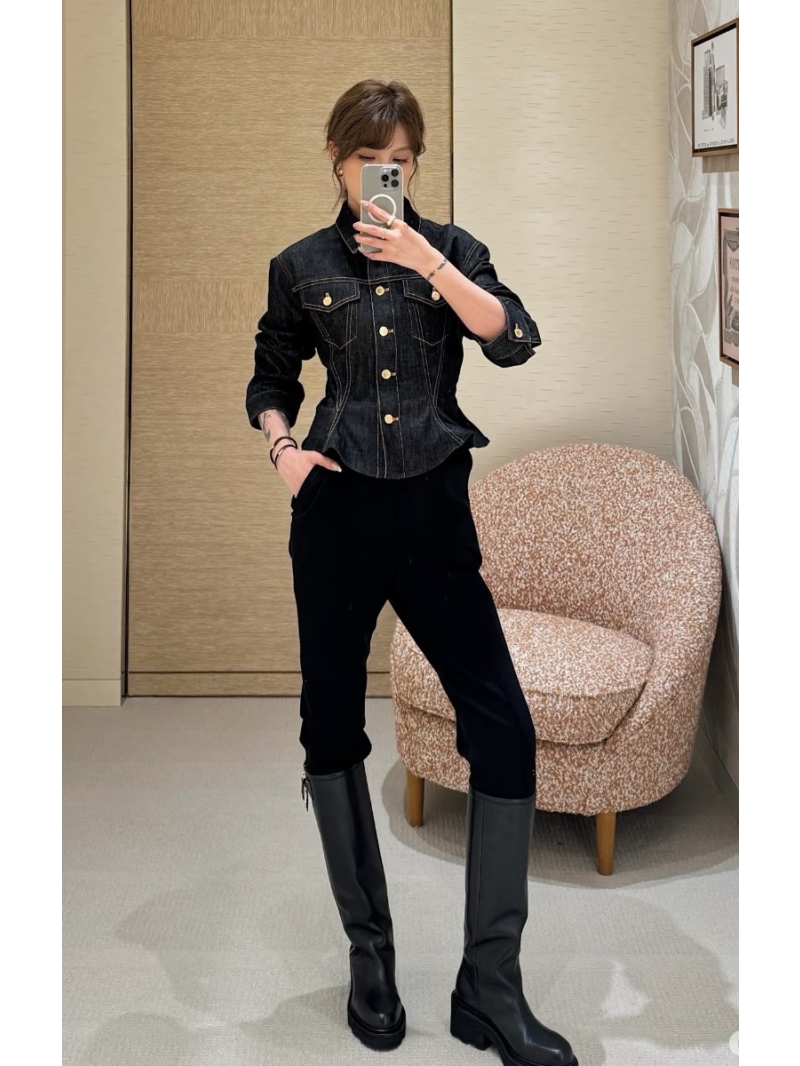 Louis Vuitton Monogram Denim Peplum Jacket in Dark Indigo