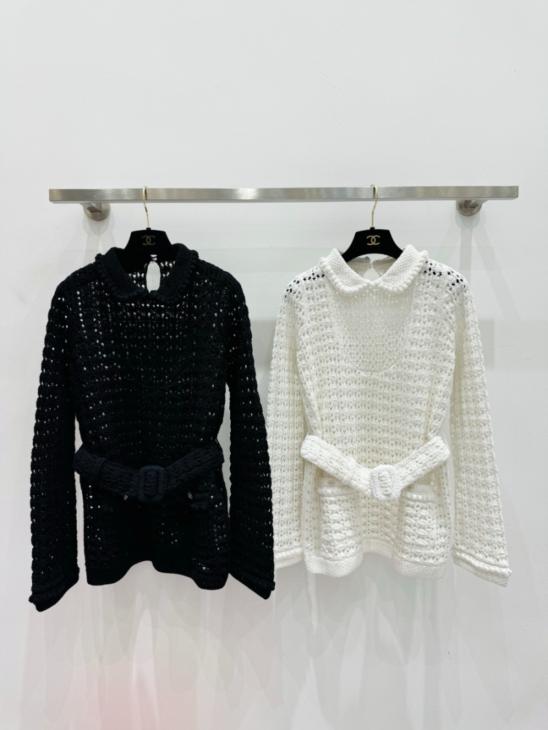 Chanel Limited Edition Handcrafted Crochet Knit Tunic with Peter Pan Collar in Black