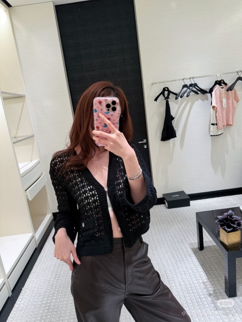 Chanel Limited Edition Hand-Hollowed CC Buckle Cropped Cardigan in Black