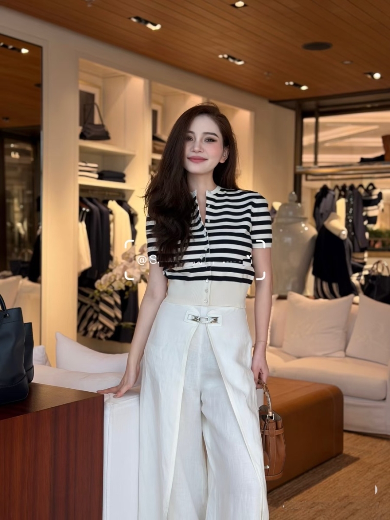 Ralph Lauren Nautical Series Mulberry Silk Blend Striped Crew Neck Cardigan