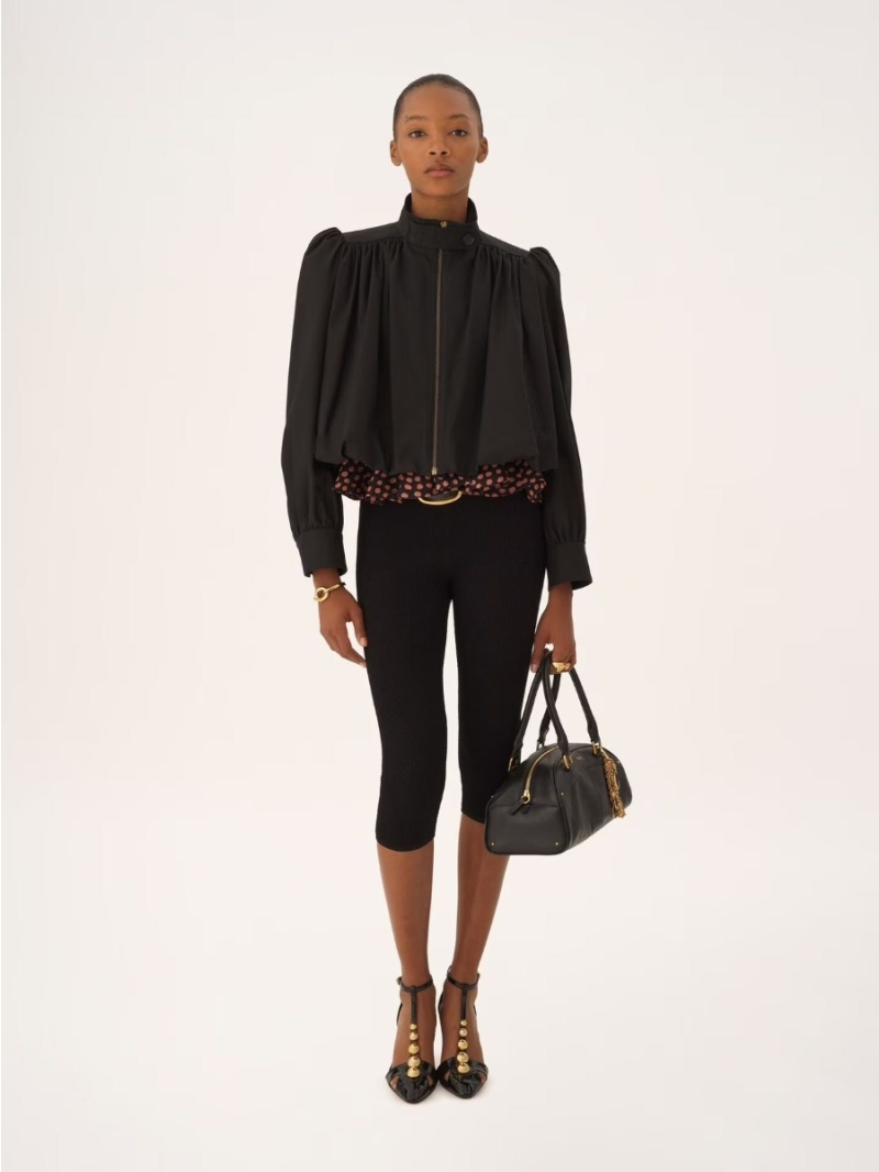 Chloe 100% Cotton Canvas Pleated Lantern Sleeve Cropped Jacket