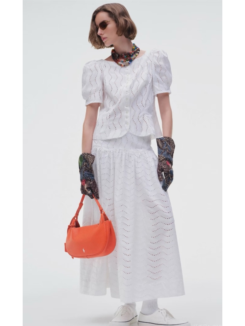 Ralph Lauren Pure Cotton Wave Eyelet Embroidery Resort Two-Piece Set in White