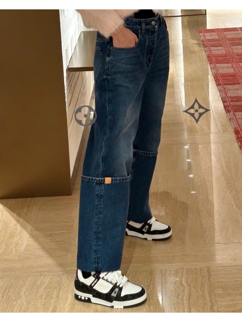 Louis Vuitton BOURGEOISE Series Custom Denim Straight-Leg Jeans in Washed Blue