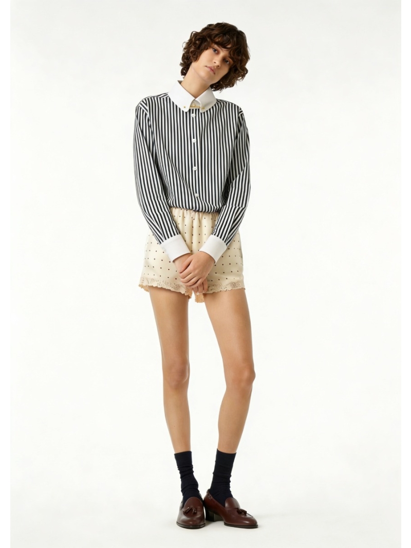 Loro Piana Exquisite Striped Cotton Contrast Collar Shirt - Navy/White