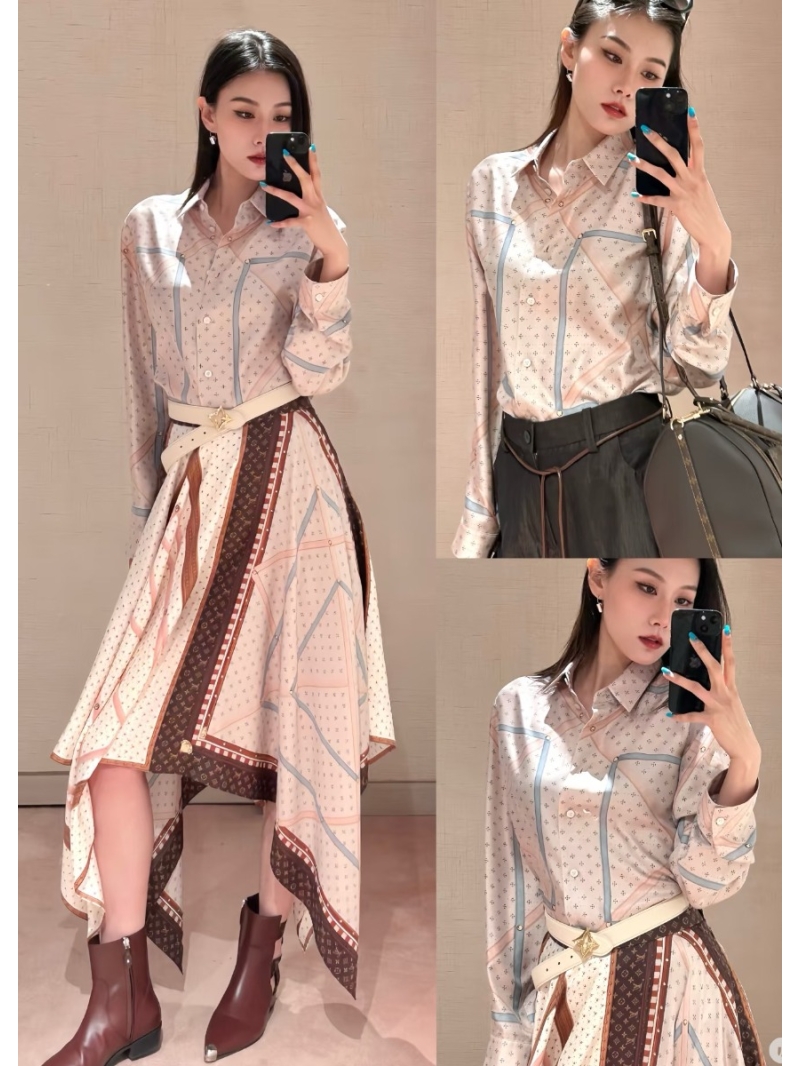 Louis Vuitton Limited Edition 100% Silk Twill Monogram Positioned Print Shirt