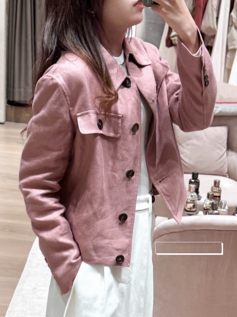 Brunello Cucinelli 100% Linen Plum Pink Tailored Flap Pocket Jacket