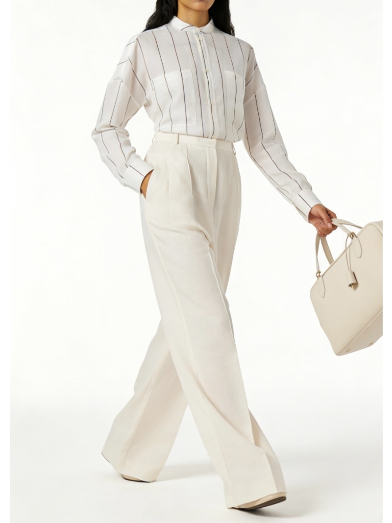 Loro Piana Exquisite 100% Imported Linen Striped Oversized Shirt