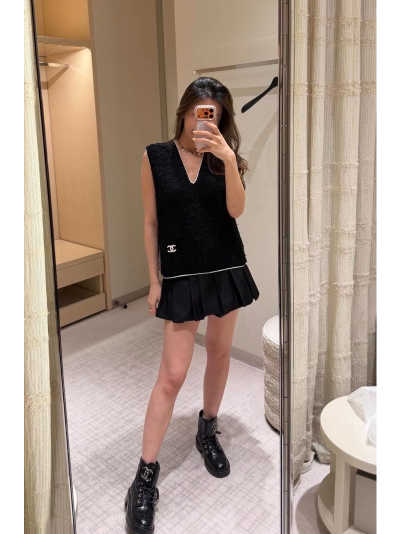 Chanel Cashmere Preppy Knit Sweater Vest