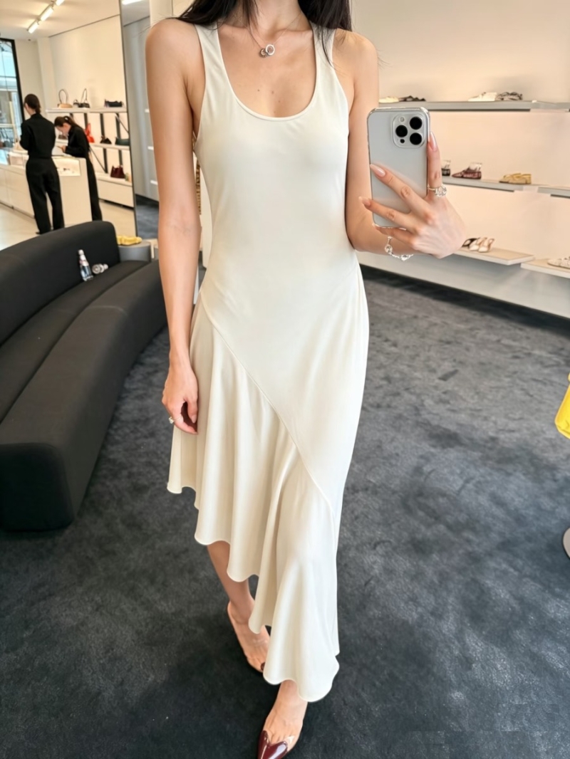 Alaia White Smooth Breathable Knit Sculptural Asymmetrical Sleeveless Dress