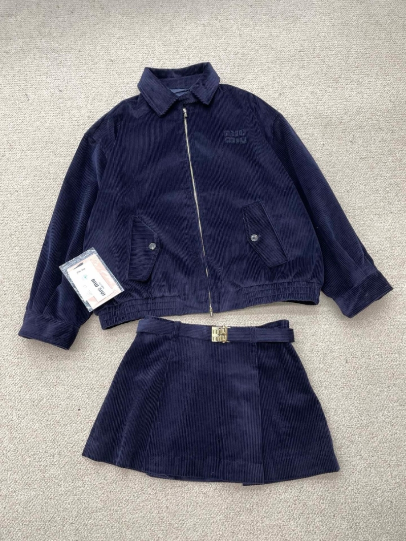 Miu Miu 2024 Early Autumn Corduroy Jacket Blue