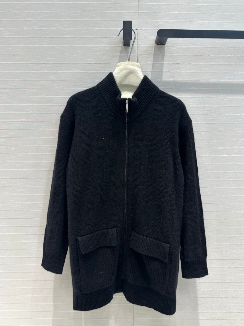 Hermès 24 Autumn Collection Textured Cashmere Zipper Cardigan - Black