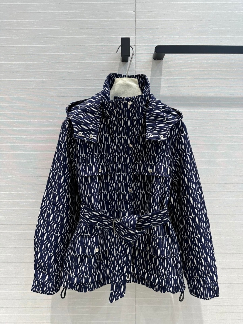 Dior Early Autumn Collection MissDior Jacquard Parka Jacket - Navy Blue Pattern