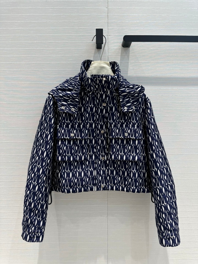 Dior Pre-Fall Collection Jacquard Cropped Jacket in Navy and White