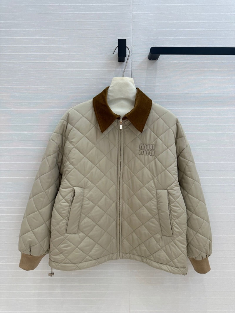 Miu Miu Unisex Quilted Puffer Jacket - Cream Beige