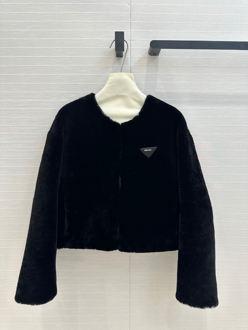 Prada Limited Edition Merino Wool Short Coat with Signature Triangle Logo