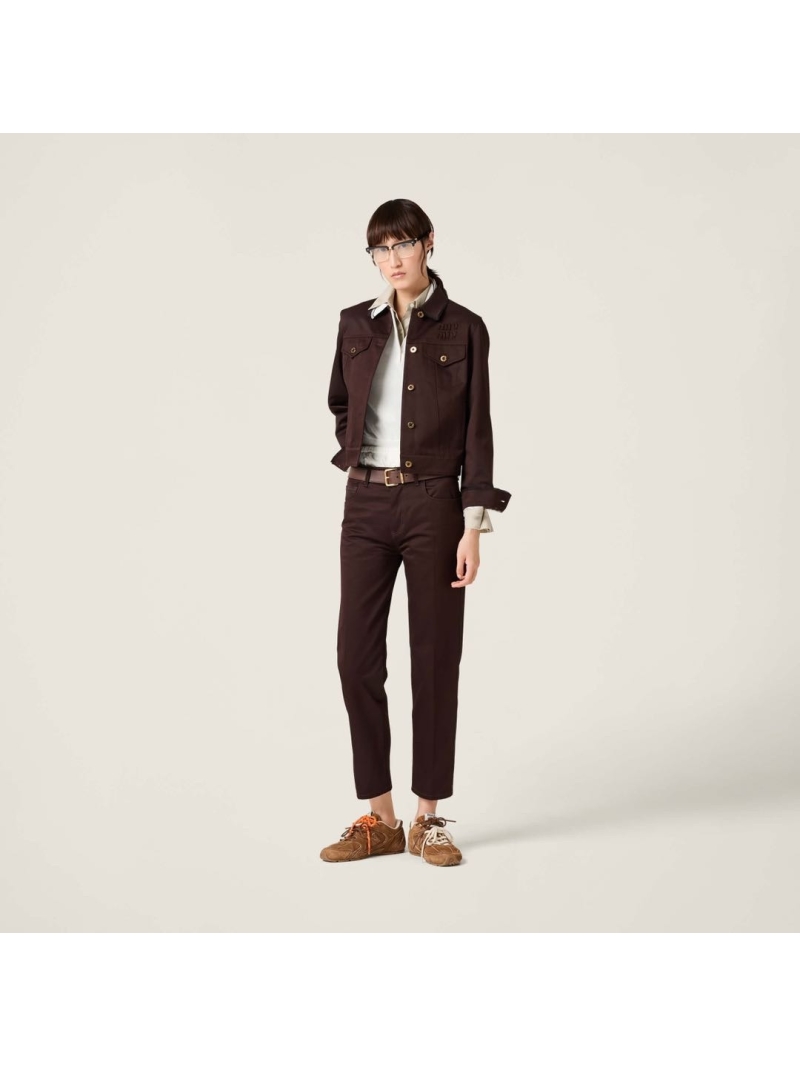 Miu Miu 24 Early Autumn Collection Contrast-Collar Jacket in Red-Brown