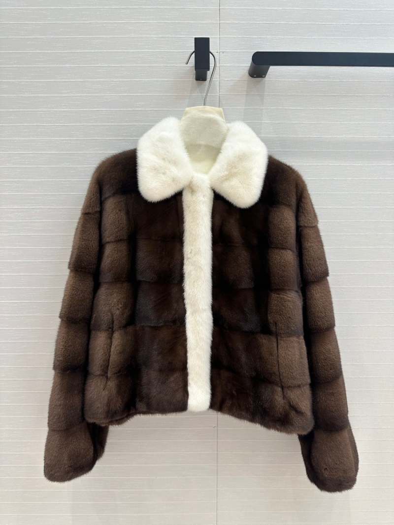 Dior Limited Edition Copenhagen Auction Mink Fur Coat – Brown and White Color-Block