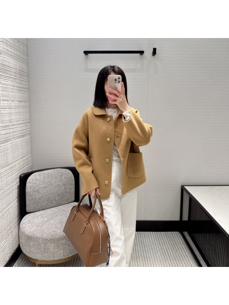 Loewe Fall/Winter 24 Short Cashmere Coat. Camel