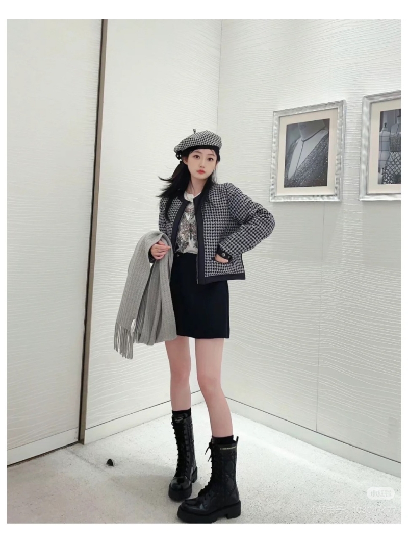 Dior 24 Fall/Winter Houndstooth Jacquard Down Jacket