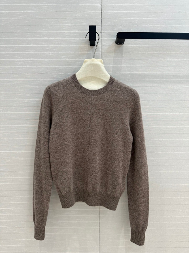 Saint Laurent YSL 2024 Pre-Fall Collection Minimalist Cashmere Knit Sweater. Taupe