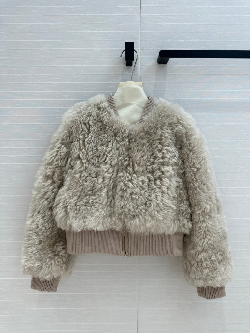 Dior Limited Edition Fall/Winter 2024 Shearling Jacket. Beige