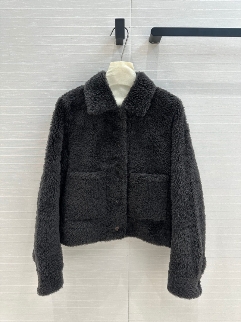 Brunello Cucinelli Fall/Winter Premium Shearling Wool Short Jacket - Dark Grey