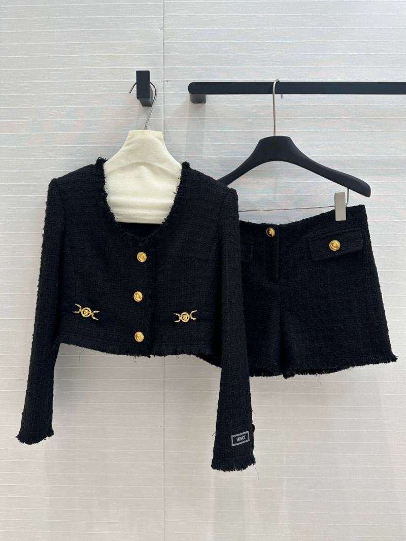Versace Fall 24 Black-Gold Fringe Tweed Set