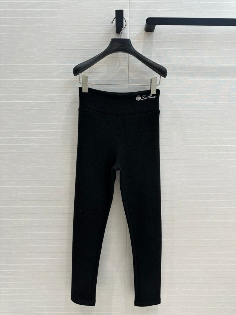 Loro Piana Autumn/Winter Collection Fleece-Lined Slim Leggings. Dark Gray