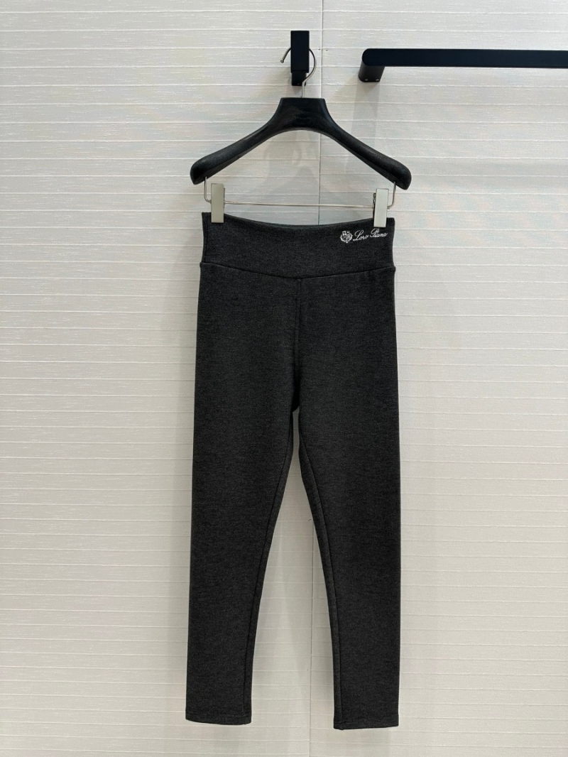 Loro Piana Autumn/Winter Collection Fleece-Lined Slim Leggings. Light Gray