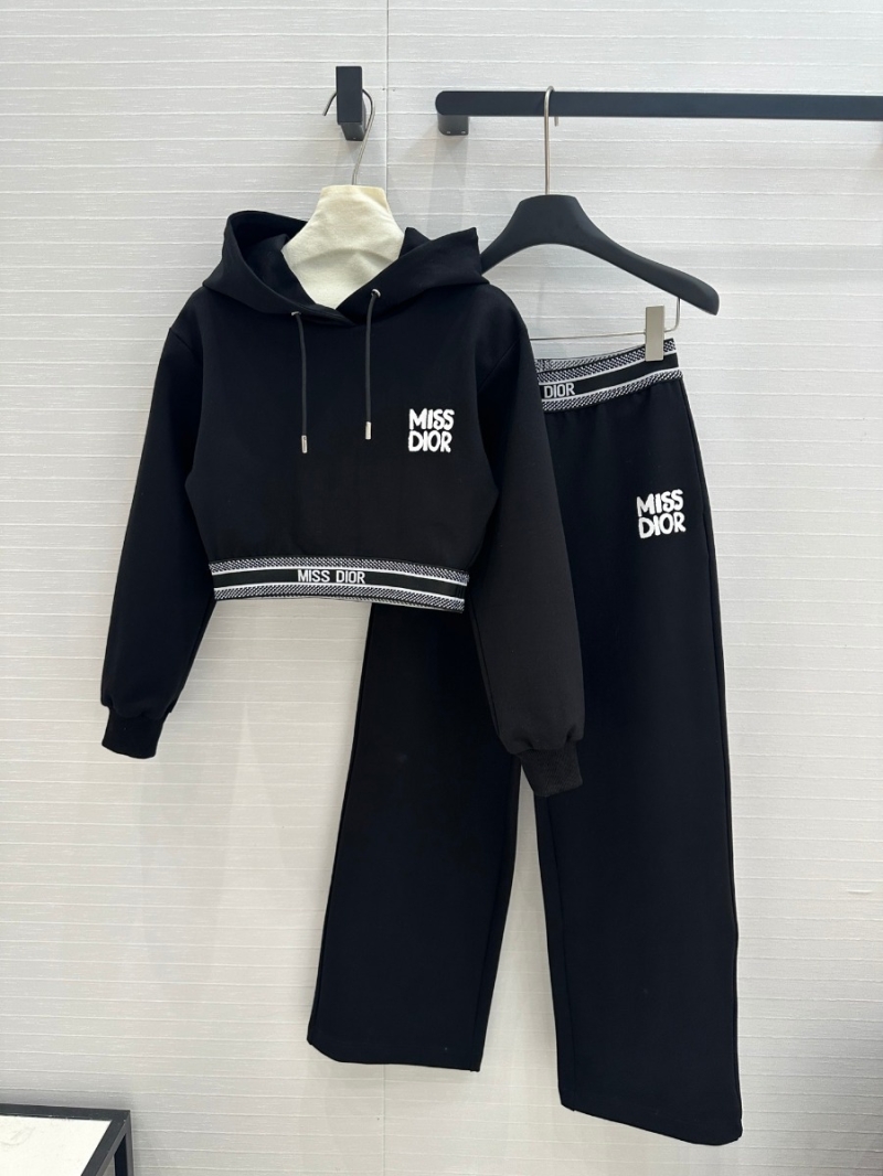 Miss Dior 2024 Spring/Summer Embroidered Logo Two-Piece Tracksuit. Black