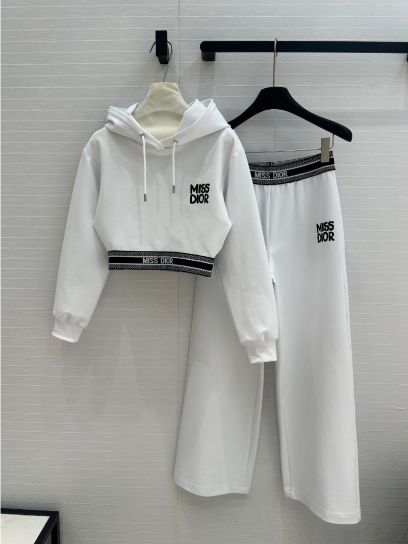 Miss Dior 2024 Spring/Summer Embroidered Logo Two-Piece Tracksuit. White