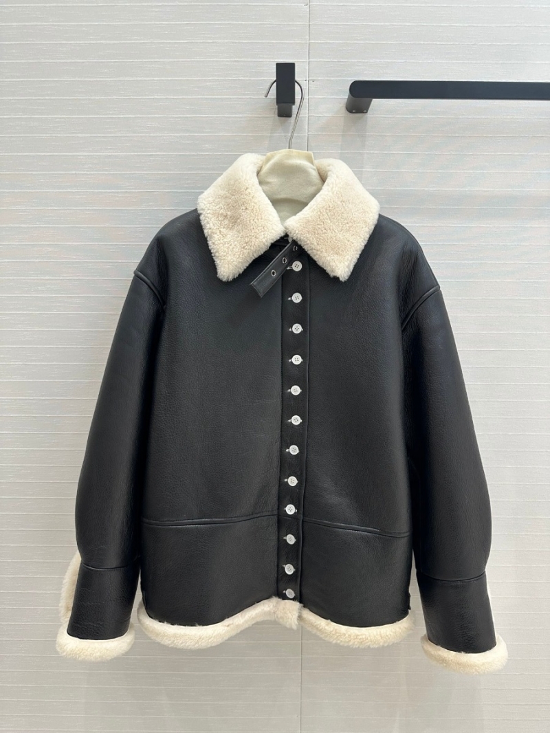 Loewe Alpine Collection Shearling Lambskin Jacket – Black with Cream Accents
