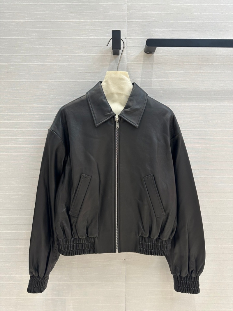 Prada Early Autumn Functional Leather Aviator Jacket in Black
