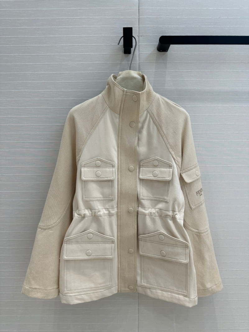 Fendi 24 Capsule Collection Modern Parka Jacket - Beige/Two-Tone Design