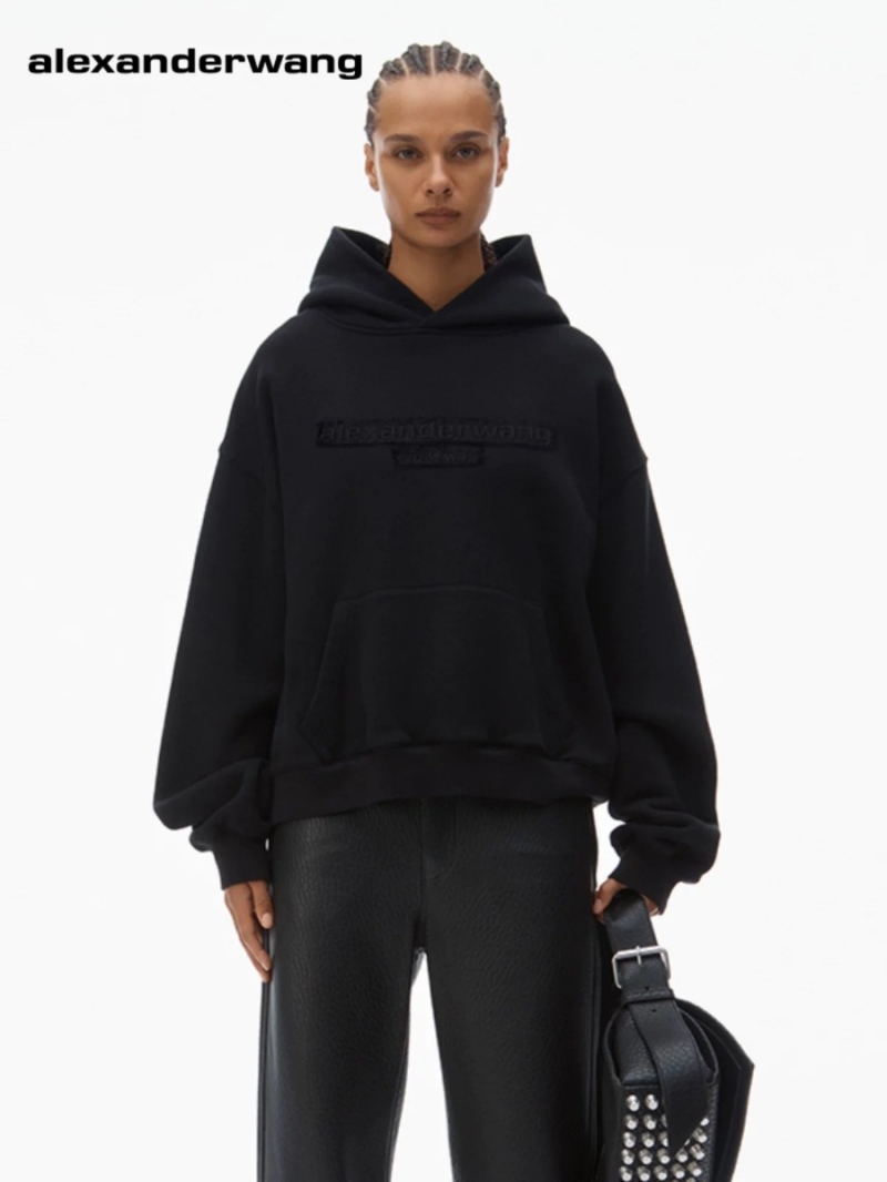 Alexander Wang 24 Fall/Winter Collection Embossed Logo Hoodie in Black