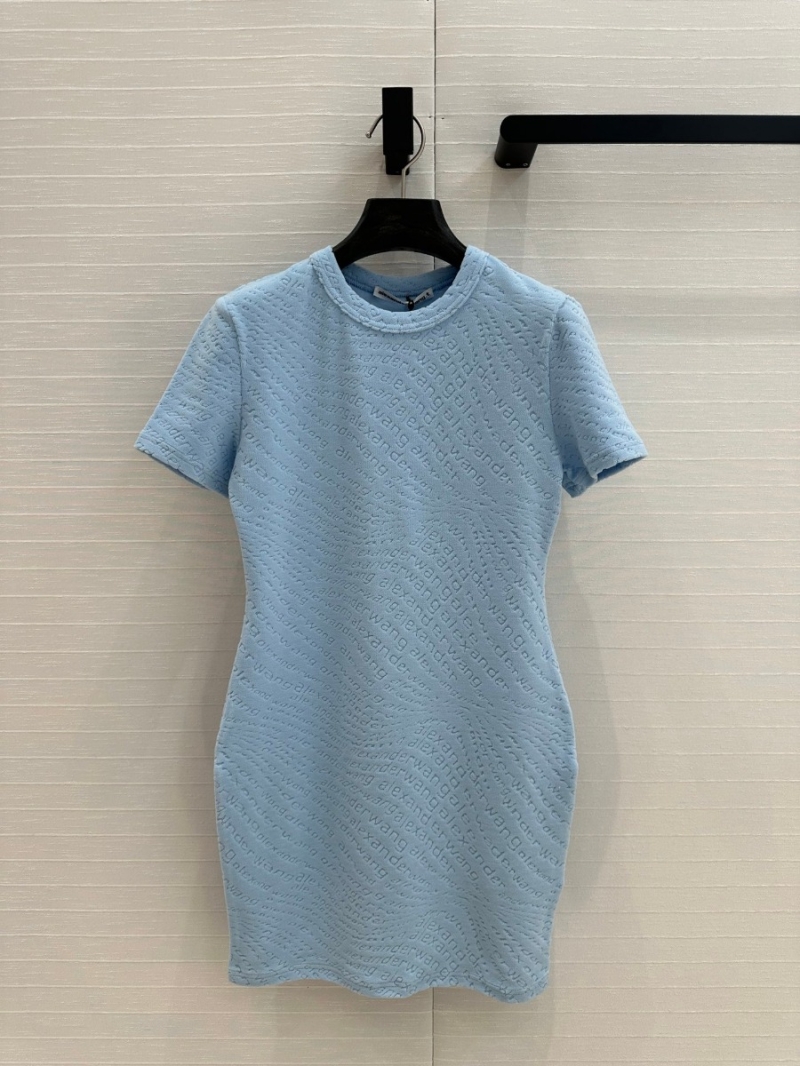 Alexander Wang Spring Collection Embossed Logo Mini Dress - Pastel Blue