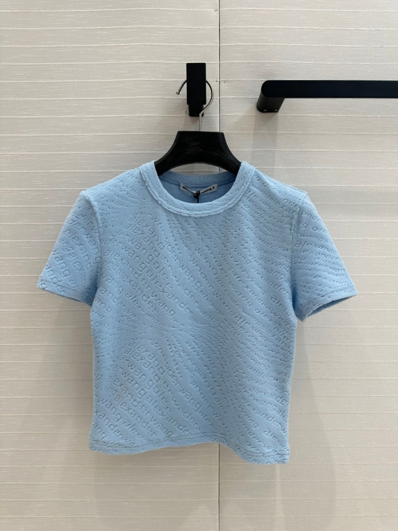 Alexander Wang Embossed Logo Cropped Tee - Pastel Blue
