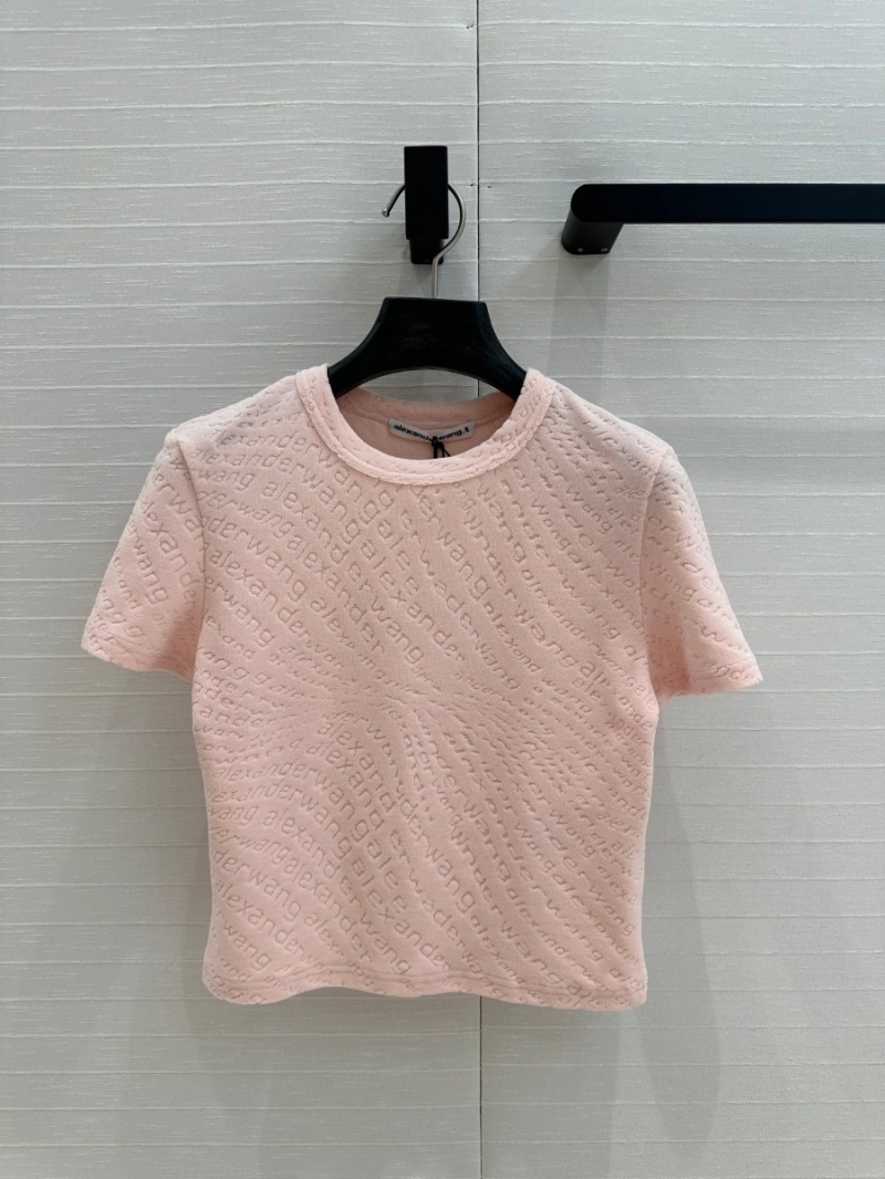 Alexander Wang Embossed Logo Cropped Tee - Pink