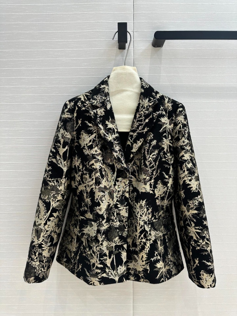 Dior Early Spring Resort Sophisticated Chardons Blazer Black Gold Toile Pattern