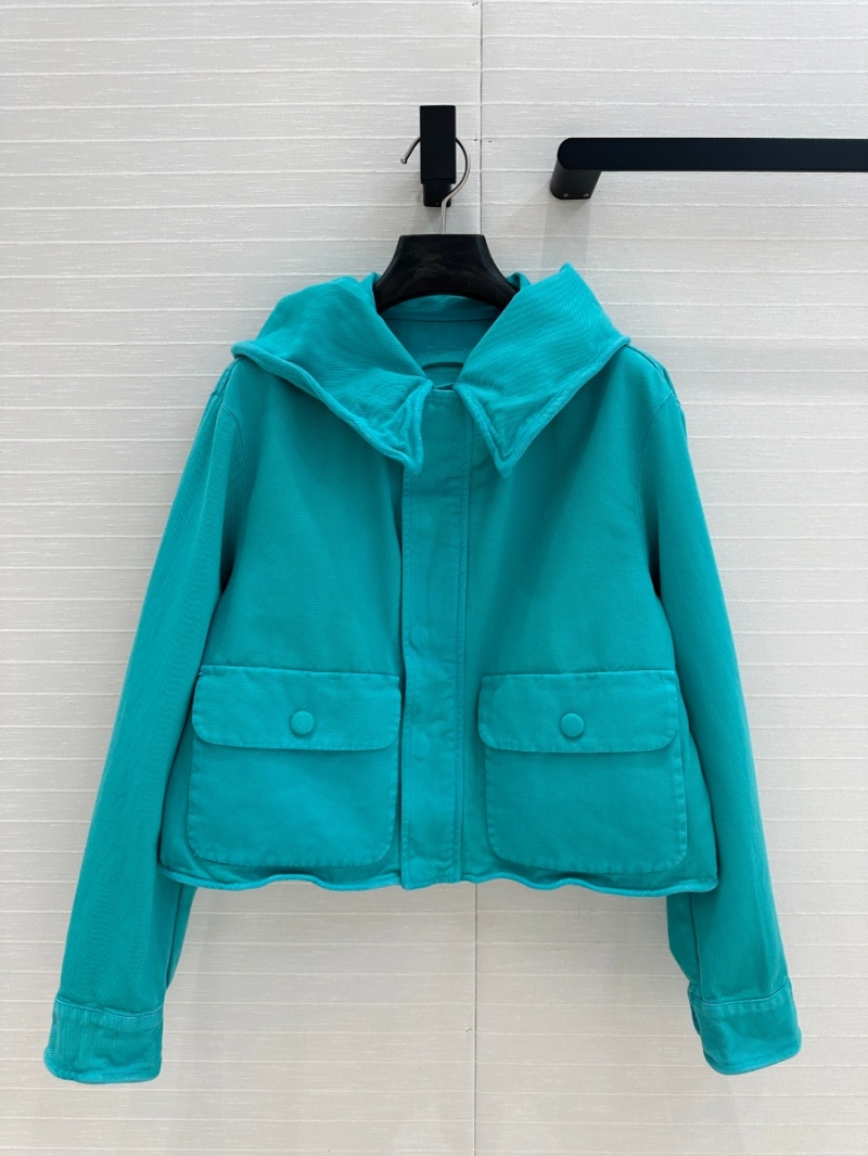 Prada 25S Early Spring Collection Stylish Short Jacket with Hood Tiffany Blue