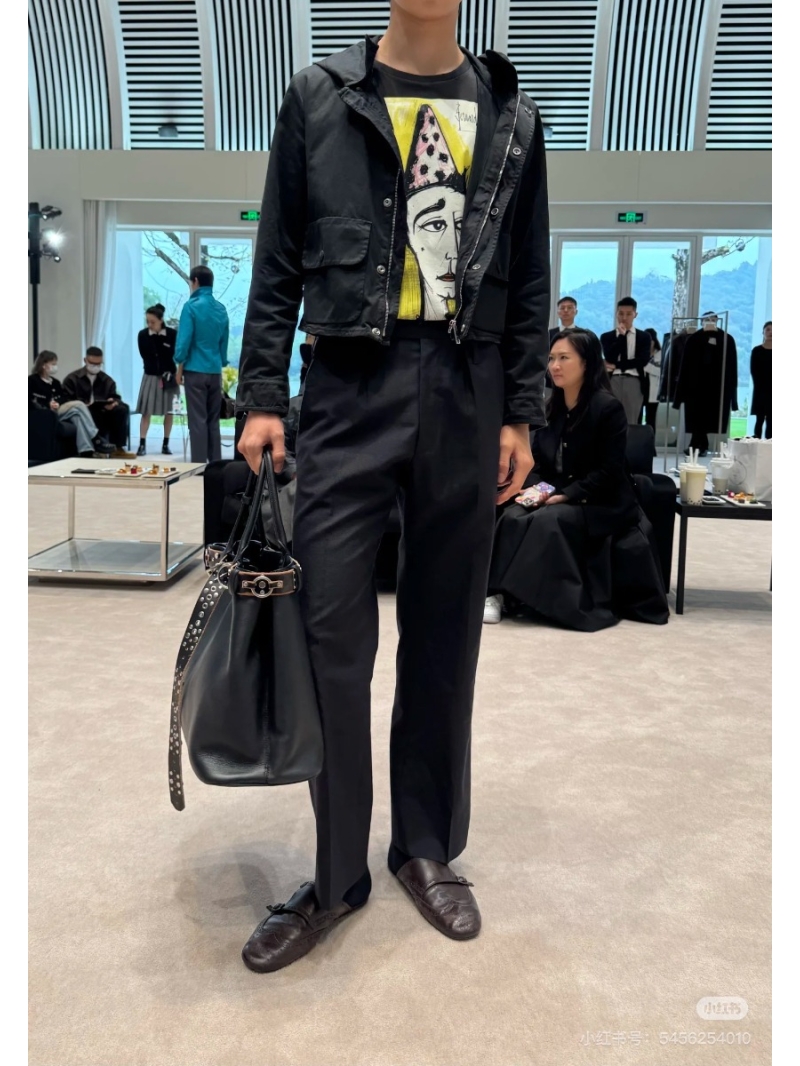 Prada 25S Early Spring Collection Stylish Short Jacket with Hood Charcoal Gray