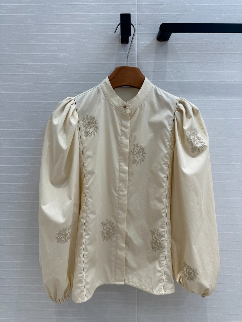 Maxmara 25SS Elegant Puff-Sleeve Blouse Cream