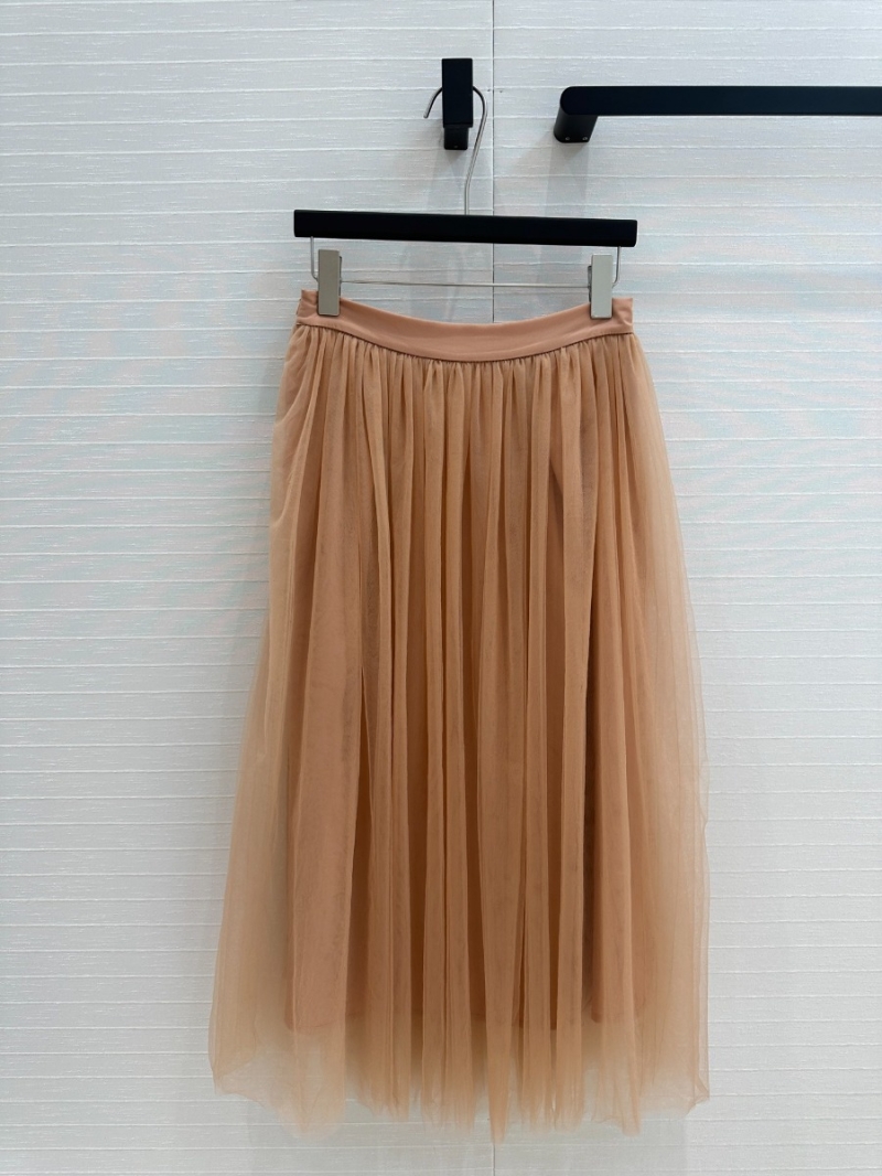 Dior 25 Vacation Elegant Tulle Midi Skirt Nude Pink