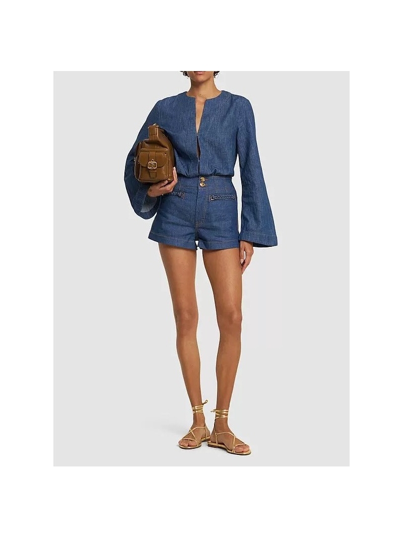Zimmermann Resort Chic High-Waisted Shorts Blue