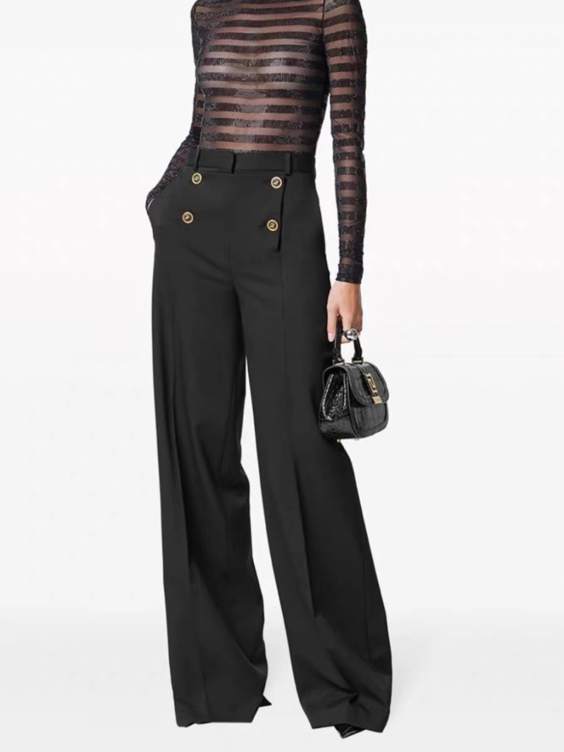 Versace Modern Chic High-Waisted Trousers Black