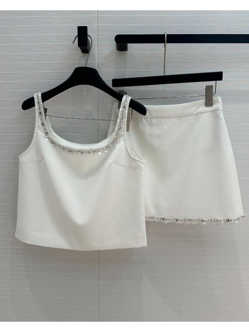 Gucci Spring/Summer Elegant Beaded Tank Top Set in White