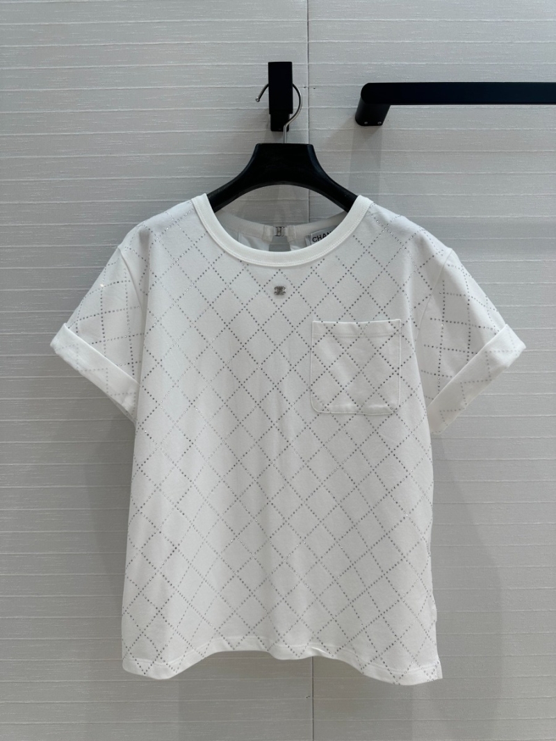 Chanel Coco Girl Elegant Quilted T-Shirt White